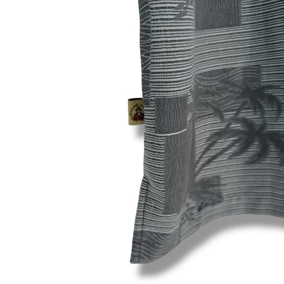 Vintage Y2K Joe Marlin Tropical Print Polo Shirt, Grey Palm Tree Check, L - Picture 6 of 6